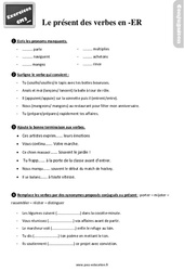 Le présent des verbes en -er au Cm2 - Exercices, révisions - PDF à imprimer