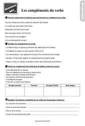 Le complément du verbe au Cm2 - Exercices, révisions - PDF à imprimer