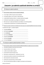 Adjectifs qualificatifs, épithètes ou attributs - Cm2 - Evaluation