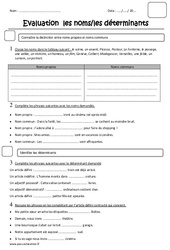 Noms et déterminants - Cm2 - Evaluation - PDF à imprimer