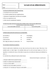 Nom - Déterminants - 5ème - Exercices avec correction - PDF à imprimer