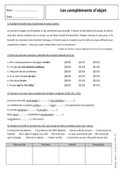 COD, COI, COS - Compléments d'objet - 5ème - Exercices - PDF à imprimer