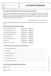 Formes de phrases - 5ème - Révisions - PDF à imprimer