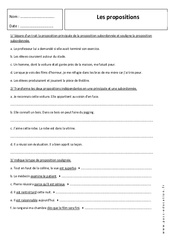 Propositions - 5ème - Révisions -  Indépendantes, subordonnées et principales - PDF à imprimer