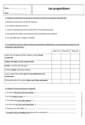 Indépendantes, subordonnées et principales - 5ème - Exercices sur les propositions - PDF à imprimer