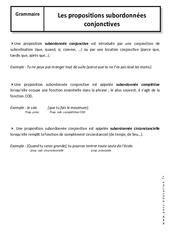 Propositions subordonnées conjonctives - 5ème - Cours - PDF à imprimer