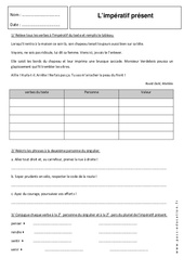 Présent de l'impératif - 5ème - Exercices - PDF à imprimer