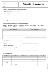Modes non personnels - 5ème - Révisions - Infinitif, participe et gérondif - PDF à imprimer