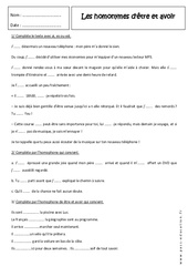 Homonymes du verbe être et avoir - 5ème - Révisions - PDF à imprimer