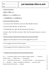 Verbe être et avoir - 5ème - Exercices sur les homonymes - PDF à imprimer