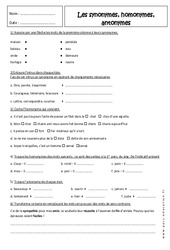 Homonymes - Antonymes - Synonymes - 5ème - Révisions - PDF à imprimer
