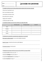 Modes non personnels - 4ème - Révisions - Infinitif, participe, gérondif - PDF à imprimer