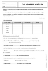 Infinitif, participe, gérondif - 4ème - Exercices - Modes non personnels - PDF à imprimer