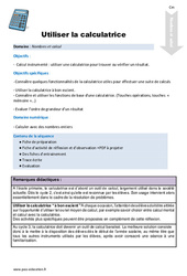 Utiliser la calculatrice - Fiche de préparation - Cm1 - PDF à imprimer