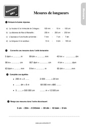 Mesures de longueurs au Cm1 - Exercices, révisions - PDF à imprimer