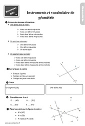Instrument et le vocabulaire de géométrie au Cm1 - Exercices, révisions - PDF à imprimer