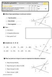 Instrument et le vocabulaire de géométrie au Cm1 - Évaluation - PDF à imprimer