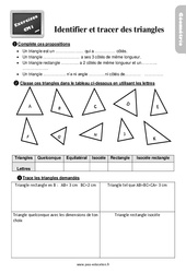 Identifier et tracer des triangles au Cm1 - Exercices, révisions
