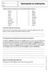 Antonymes - Synonymes - 6ème – Exercices corrigés - PDF à imprimer
