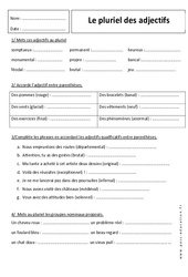 Pluriel des adjectifs - 6ème - Exercices corrigés - PDF à imprimer