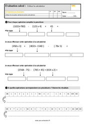 Utiliser la calculatrice au Cm2 - Évaluation, bilan - PDF à imprimer