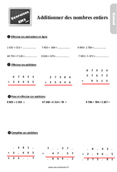 Additionner les nombres entiers au Cm2 - Exercices, révisions - PDF à imprimer