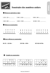 Soustraire les nombres entiers au Cm2 - Exercices, révisions - PDF à imprimer