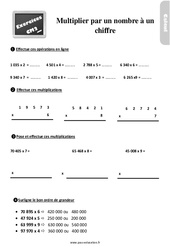 Multiplier par un nombre à un chiffre au Cm2 - Exercices, révisions - PDF à imprimer