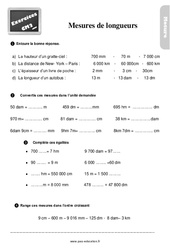 Mesures de longueur au Cm2 - Exercices, révisions - PDF à imprimer