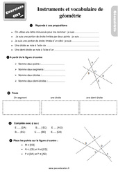 Instruments et le vocabulaire de géométrie au Cm2 - Exercices, révisions - PDF à imprimer