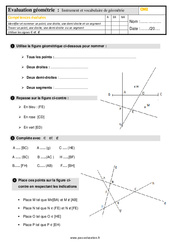 Instruments et le vocabulaire de géométrie au Cm2 - Évaluation, bilan - PDF à imprimer