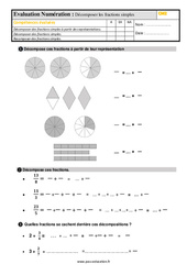 Décomposer les fractions simples au Cm2 - Evaluation avec la correction - PDF à imprimer