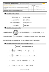 Fractions et mesures - Evaluation pour le cm2 - PDF à imprimer