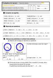 Calcul de durées au Cm2 - Évaluation, bilan - PDF à imprimer