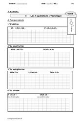 Les 4 opérations : Technique - CM2 - Exercices avec le corrigé - PDF à imprimer