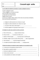 Accord sujet verbe – 6ème – Exercices corrigés - PDF à imprimer