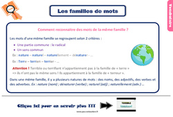 Les familles de mots - Ce2 - Leçon, trace écrite - PDF gratuit à imprimer