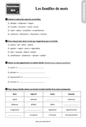 Les familles de mots - Ce2 - Exercices, révisions - PDF à imprimer
