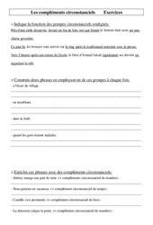Compléments circonstanciels but, cause, lieu, manière, moyen, temps - Cm2 - Exercices - Grammaire - Cycle 3 - PDF à imprimer