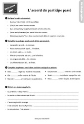 Accord du participe passé - Cm1 - Exercices, révisions - PDF à imprimer