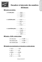 Encadrer et intercaler des nombres décimaux - Cm1 - Exercices - PDF à imprimer