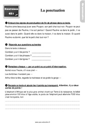 La ponctuation - Ce1 - Exercices, révisions - PDF à imprimer