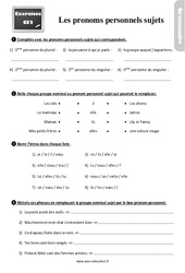 Les pronoms personnels sujets - CE2 - Exercices, révisions - PDF à imprimer