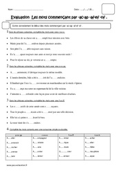 Noms en ac, ap, af, ef, of - Cm2 - Evaluation - PDF à imprimer