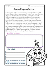 Gaston l’oignon facteur - Ce2 - 1 histoire 1 problème - PDF à imprimer