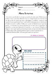 Manu la tortue - Cm1 - 1 histoire 1 problème - PDF à imprimer