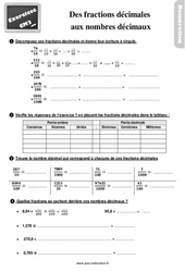 Des fractions décimales aux nombres décimaux - Exercices pour le cm2 - PDF à imprimer
