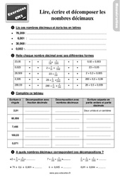 Lire, écrire et décomposer des nombres décimaux - Cm2 - Exercices - PDF à imprimer