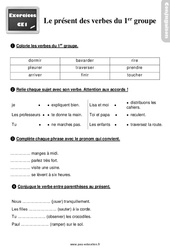 Exercices, révisions sur le présent des verbes du 1er groupe au Ce1 avec les corrections
