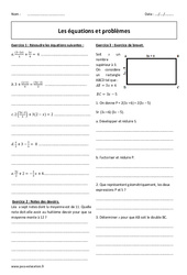 Equations et problèmes – 3ème – Exercices  - Brevet - PDF à imprimer